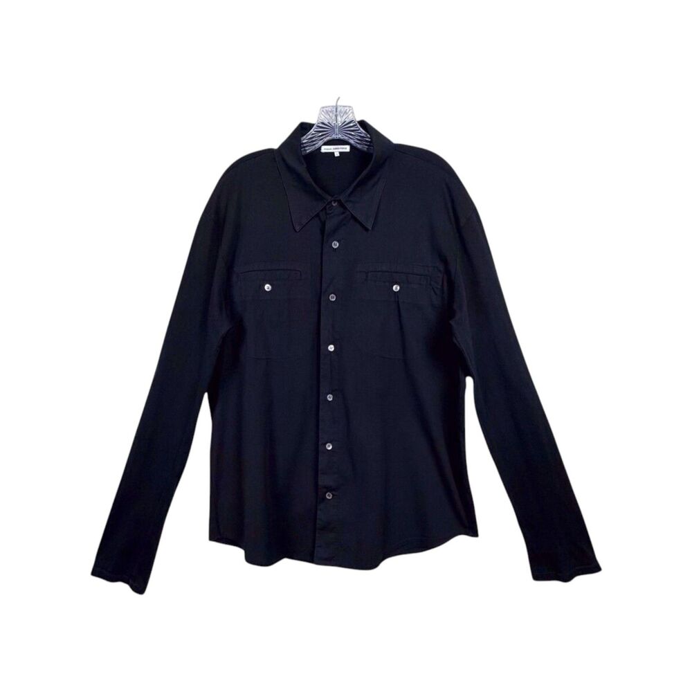 James Perse Men's Black Relaxed Fit Button Up Shirt Long Sleeve Size S
